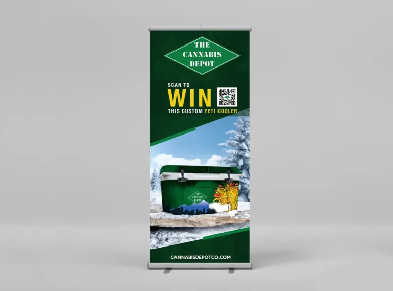 Scan to Win This Custom Yeti Cooler Roll Up Banner Mockup